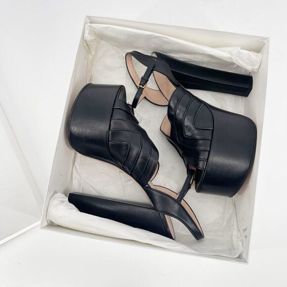 Gucci Black Malaga Kid Keyla Platform Ankle Strap Open Toe Sandal Heel EU 39 - Picture 14 of 15